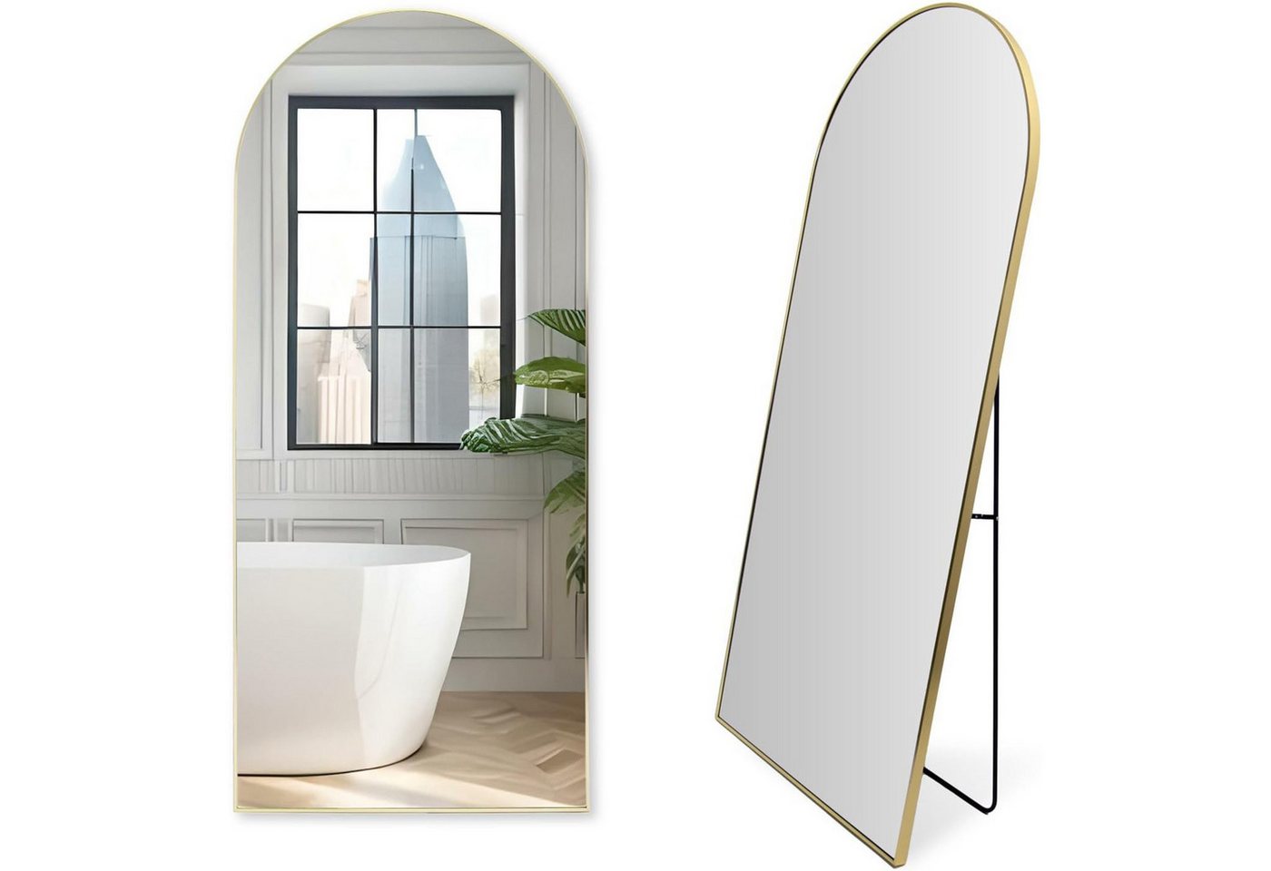 OKWISH Spiegel Minimalistischer Ganzkörperspiegel mit Aluminiumrahmen (Robuster Wandspiegel für einfache Montage, 1-St., ideal für Schlafzimmer und Ankleidezimmer), perfekt für Familien von OKWISH