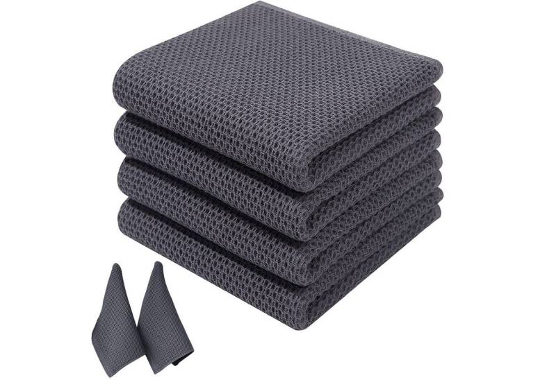 OKWISH Geschirrtuch Spültuch Küchentücher Lappen set Geschirrhandtücher, (Handtücher 4er 34x73cm oder 6er Set 34x34cm, 4-tlg., Reinigungszubehör Reinigungstuch), 100 % Baumwolle Dick Weich saugstark langlebig von OKWISH