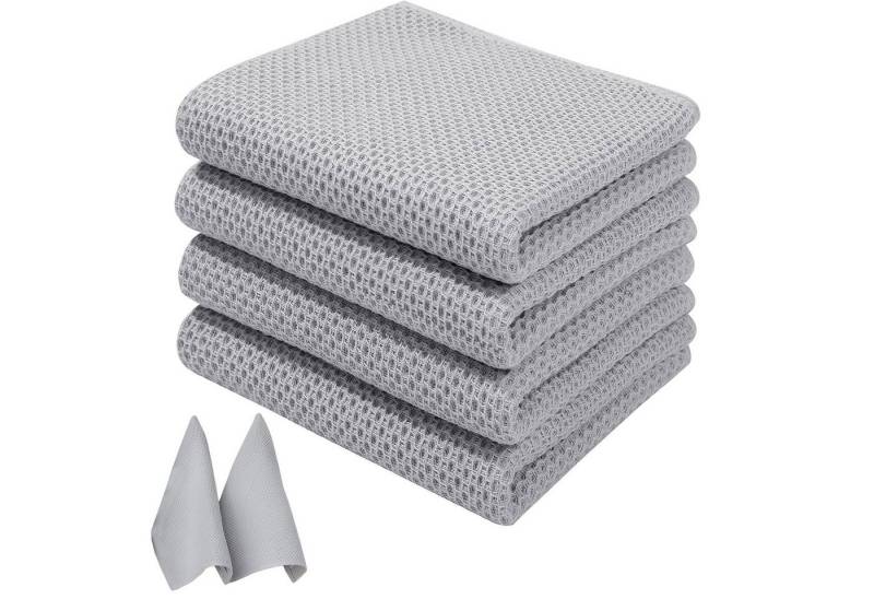 OKWISH Geschirrtuch Spültuch Küchentücher Lappen set Geschirrhandtücher, (Handtücher 4er 34x73cm oder 6er Set 34x34cm, 4-tlg., Reinigungszubehör Reinigungstuch), 100 % Baumwolle Dick Weich saugstark langlebig von OKWISH