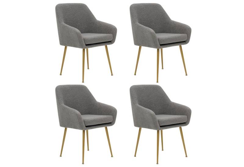 OKWISH Stuhl Loungesessel,Esszimmerstühle aus Teddyfell,Esstisch-Set (moderner Esszimmerstuhl aus Teddyfell, abnehmbares Kissen, stabile Metallbeine mit verstellbaren Füßen für Esszimmer, Küche und Büro,Komfort & Design, 4 St) von OKWISH