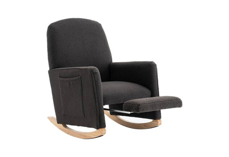 OKWISH Stuhl Schaukelstuhl Relaxsessel mit Hocker (Schaukelstuhl mit Hocker und Ottomane – Relaxsessel mit hoher Rückenlehne aus weichem Kunstfellstoff für Wohnzimmer und Innenbereich, stabiler Holzrahmen, ergonomisch, 110kg Belastbarkeit), mit Hocker von OKWISH