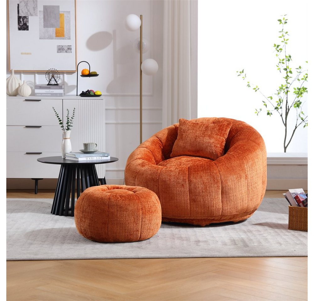 OKWISH Stuhl runder drehbarer Sitzsack-Stuhl (360°-freie Rotation super weiche Couch), hoher Dichte Memory-Schaum gefüllter erwachsener Sitzsack-Stuhl von OKWISH
