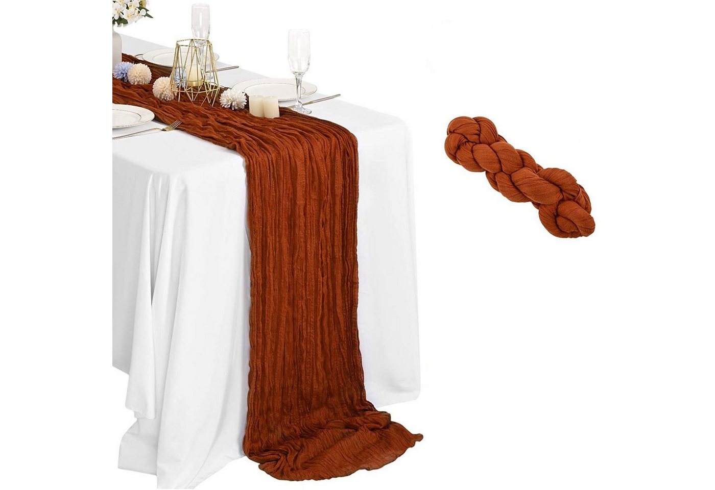 OKWISH Tischläufer Tischdecke Weihnachtstischläufer Tischwäsche Weihnacht Deko Esstisch (Rustikaler Durchsichtiger Läufer Seihtuch 3 m Gaze Boho Käsetuch, 90 x 300 cm Esstischläufer Weihnachtsdekoration Esstisch Dekoration), Hochzeit Dekoration Geburtstagsparty Valentinstag Weihnachten Party von OKWISH