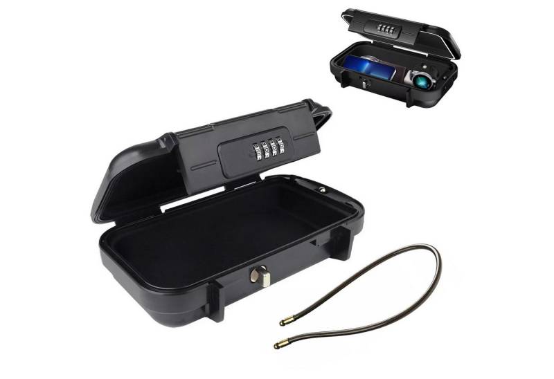 OKWISH Tresor Sicherheitsbox Mini Safe Sicherheitstresor (mit 4-stelligem Zahlenschloss und robustem Stahlsicherungsseil, 1-St., wasserdicht stoßfest tragbarer), für Reisen Büro Zuhause von OKWISH