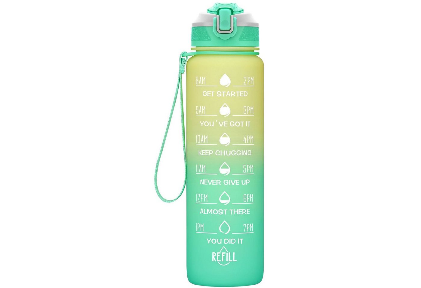 OKWISH Trinkflasche Sport Wasserflasche Sportflasche Auslaufsicher 1 Liter BPA-Frei 1L, Zeitmarkierung und Strohhalm Fitness Outdoor Camping Fahrrad Wandern von OKWISH