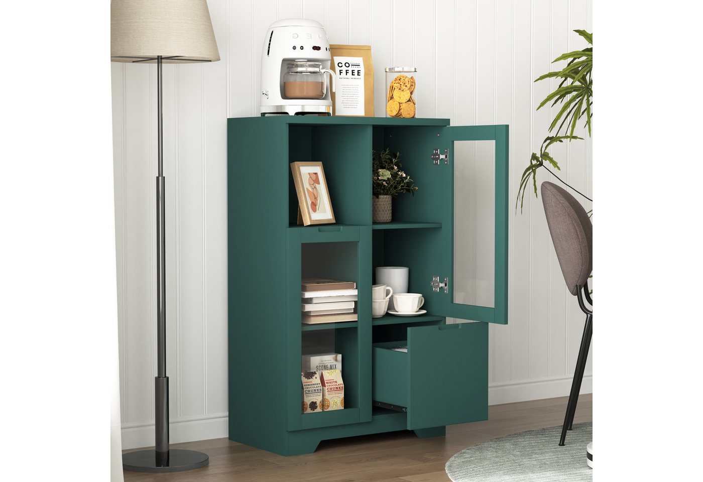 OKWISH Wandhängeschrank Vielseitiger Stauraum Schrank, Lackierter MDF-Schrank mit Glastüren & Schublade – Vielseitiger Stauraum, elegantes Design & pflegeleicht 1-tlg. OKWISH Wandhängeschrank Vielseitiger Stauraum Schrank, Lackierter MDF-Schrank mit Glastüren & Schublade – Vielseitiger Stauraum, elegantes Design & pflegeleicht 1-tlg. von OKWISH
