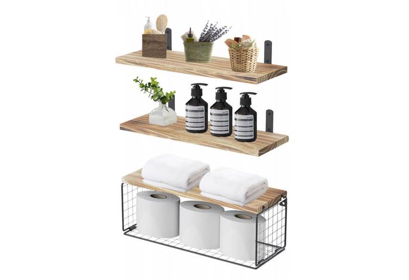 OKWISH Wandregal 3+1 Set Wandregale Badregal Küchenregal Hängeregal, Wandboard Badezimmerregal Schweberegale Bücherregale Hängeregale, Massivholz Regale Wohnzimmer Schlafzimmer Pflanzen CDs Deko usw von OKWISH