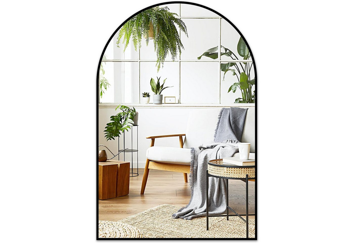 OKWISH Wandspiegel Gebogener Wandspiegel mit Metallrahmen (einfache Montage und wasserdicht, kristallklarer Reflexion und explosionsgeschütztem Glas), Perfekt für Badezimmer, Eingangsbereich von OKWISH