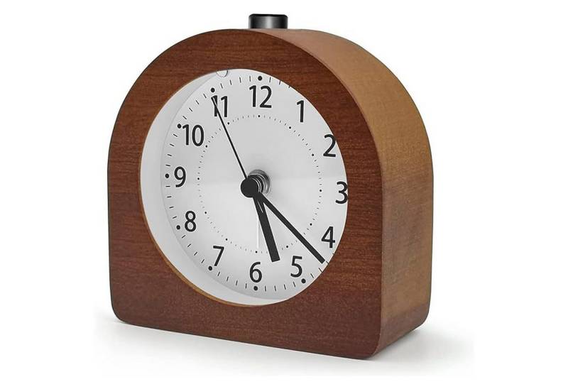 OKWISH Wecker Analog Tischuhr Reisewecker Alarm Uhr Clock Nachttischwecker Holzuhr ohne Ticken ohne Akku mit Schlummerfunktion und Nachtlicht von OKWISH