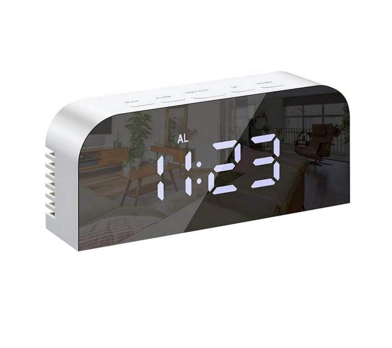 OKWISH Wecker Digital Spiegel Wecker Uhr LED Digitalwecker Digitaluhr Alarm 12/24H mit 2 Helligkeitsstufen 2 USB Alarmer Temperatur Schlummerfunktion von OKWISH