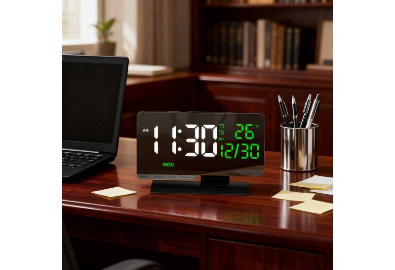 OKWISH Wecker Digitalwecker mit Kalender Tischwecker LED-Wecker Elektronische Uhr mit 7,3"LED-Display Doppelalarm Snooze Temperatur- und Kalenderanzeige OKWISH Wecker Digitalwecker mit Kalender Tischwecker LED-Wecker Elektronische Uhr mit 7,3"LED-Display Doppelalarm Snooze Temperatur- und Kalenderanzeige von OKWISH
