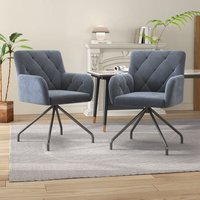 Okwish - 2er Set Esszimmerstühle mit Rautenmuster,Gepolsterter Sessel mit 4 Metallbeinen,Moderner Lounge-Stuhl,Wohnzimmerstuhl für von OKWISH