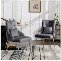 Okwish - 2er Set Esszimmerstuhl mit Knopfmuster, Gepolsterter Sessel, Stühle mit Metallbeinen, Moderner Loungesessel, Schlafzimmer-Wohnzimmerstuhl von OKWISH
