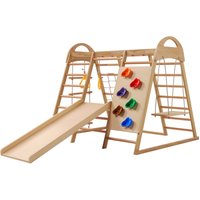 7-in-1-Multifunktionsspielplatz aus Massivholz, Sperrholz und Buchenholz. Schaukel, Kletterleiter, Kletterplattenrutsche, Kletternetz, Kletterstein 7-in-1-Multifunktionsspielplatz aus Massivholz, Sperrholz und Buchenholz. Schaukel, Kletterleiter, Kletterplattenrutsche, Kletternetz, Kletterstein von OKWISH