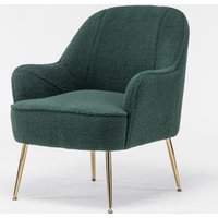 Okwish - Ergonomischer Beistellstuhl aus Teddystoff, Wohnzimmerstuhl, Schlafzimmerstuhl, Heimstuhl mit goldenen Beinen und verstellbaren Füßen für Okwish - Ergonomischer Beistellstuhl aus Teddystoff, Wohnzimmerstuhl, Schlafzimmerstuhl, Heimstuhl mit goldenen Beinen und verstellbaren Füßen für von OKWISH