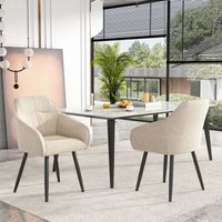 Okwish - Esszimmerstuhl (2 St), Polsterstuhl mit Metallbeine, Polsterung mit Samt-Bezug, Küchenstuhl mit Rückenlehne, mit Armlehne Samt, Wohnzimmer von OKWISH