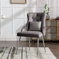 Okwish - Esszimmerstuhl mit Knopfmuster, Gepolsterter Sessel, Stühle mit Metallbeinen, Moderner Loungesessel, Schlafzimmer-Wohnzimmerstuhl mit von OKWISH