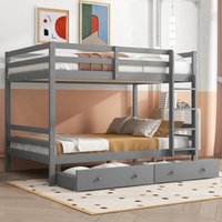Okwish - Etagenbett, 140200cm, Kinderbetten mit Schubladen, Stauraum, hohes Geländer, grau Okwish - Etagenbett, 140200cm, Kinderbetten mit Schubladen, Stauraum, hohes Geländer, grau von OKWISH
