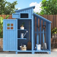 Okwish - Geräteschuppen, Gartenschrank, Geräteschuppen, Werkzeugschrank, LxT: 124x46 cm, BxTxH: 124x46x174cm, auch für kleine Gärten geeignet, blau, Okwish - Geräteschuppen, Gartenschrank, Geräteschuppen, Werkzeugschrank, LxT: 124x46 cm, BxTxH: 124x46x174cm, auch für kleine Gärten geeignet, blau, von OKWISH
