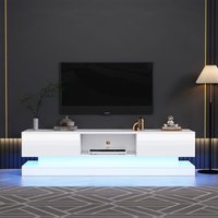 Okwish - Hochglanzweißer TV-Ständer 160 x 35 x 40,5 cm mit LED-Beleuchtung, 2 Schubladen, App-Steuerung, kippsicheres Design, für 60-Zoll-Fernseher, Okwish - Hochglanzweißer TV-Ständer 160 x 35 x 40,5 cm mit LED-Beleuchtung, 2 Schubladen, App-Steuerung, kippsicheres Design, für 60-Zoll-Fernseher, von OKWISH