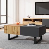 Okwish - Multifunktionaler moderner ausziehbarer Couchtisch mit versteckter Aufbewahrung, Halterung aus hochwertigem Holz und Metall, geeignet für von OKWISH