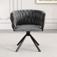 Okwish - Samt-Esszimmerstuhl, luxuriöser, einflammiger Drehstuhl für Wohnzimmer, Schlafzimmer, Freizeit-Drehstuhl mit vier Stützbeinen aus Metall, Okwish - Samt-Esszimmerstuhl, luxuriöser, einflammiger Drehstuhl für Wohnzimmer, Schlafzimmer, Freizeit-Drehstuhl mit vier Stützbeinen aus Metall, von OKWISH