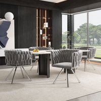 Okwish - Set mit 4 Samt-Esszimmerstühlen, luxuriöser Drehstuhl für Wohnzimmer, Schlafzimmer, Freizeit-Drehstuhl mit vier Stützbeinen aus Metall, Grau Okwish - Set mit 4 Samt-Esszimmerstühlen, luxuriöser Drehstuhl für Wohnzimmer, Schlafzimmer, Freizeit-Drehstuhl mit vier Stützbeinen aus Metall, Grau von OKWISH