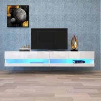 Okwish - led TV-Schrank , TV-Lowboard in Hochglanz Weiß mit LED-Beleuchtung, hochwertiges TV-Board mit viel Stauraum für Ihr Wohnzimmer von OKWISH