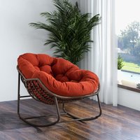 Outdoor-Rattan-Schaukelstuhl, gepolsterte Kissen-Schaukelliege für Veranda, Wohnzimmer, Terrasse, Garten, Orange Outdoor-Rattan-Schaukelstuhl, gepolsterte Kissen-Schaukelliege für Veranda, Wohnzimmer, Terrasse, Garten, Orange von OKWISH