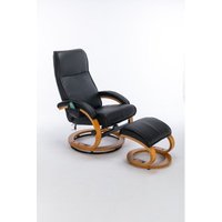 PU-gepolsterter Massagesessel mit osmanischer Fußstütze, 5-Punkt-Massagegerät, Bugholzbasis für Wohnzimmer und Schlafzimmer, Schwarz von OKWISH