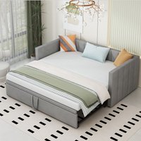 Polsterbett Ausziehbares Schlafsofa 90/180200 cm mit Lattenrosten, Multifunktionsbett aus hautfreundlichem Samtstoff, Grau OKWISH Polsterbett Ausziehbares Schlafsofa 90/180200 cm mit Lattenrosten, Multifunktionsbett aus hautfreundlichem Samtstoff, Grau OKWISH von OKWISH