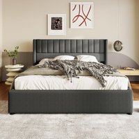 Polsterbett Stauraumbett Hydraulisches Bett (180x200cm Grau Leinen ohne Matratze) Okwish 180 x 200 cm, Grau von OKWISH
