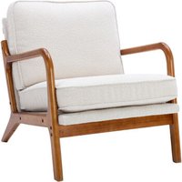 Okwish - Sessel mit Holzgestell, moderner Akzentstuhl, Loungesessel für das Wohnzimmer Beige von OKWISH