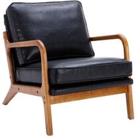 Okwish - Sessel mit Holzgestell, moderner Akzentstuhl, Loungesessel für das Wohnzimmer Schwarzes pu von OKWISH