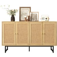Sideboard 140x39,5x80 cm mit echtem Rattangeflecht, 4 Türen von OKWISH