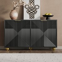 Sideboard mit vier Profiltüren, verstellbaren Innenböden, Metallgriffen und kugelförmigen Beinen von OKWISH