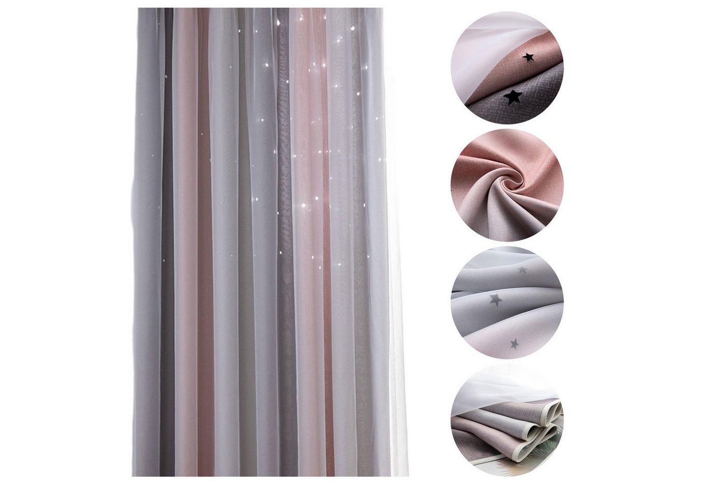 OKWISH Verdunkelungsvorhang 2er Set Curtains Farbverlauf Vorhänge Tüllvorhänge Set, Ösen (2 St), verdunkelnd, Polyester, Schlafzimmer Thermovorhang Ösen Wärmeisolierend gegen Kälte Blickdicht von OKWISH
