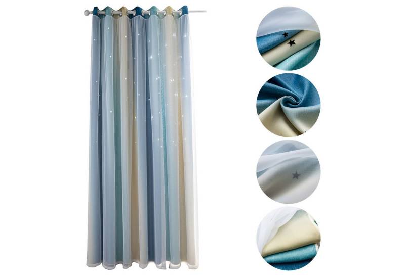 OKWISH Verdunkelungsvorhang 2er Set Curtains Farbverlauf Vorhänge Tüllvorhänge Set, Ösen (2 St), verdunkelnd, Polyester, Schlafzimmer Thermovorhang Ösen Wärmeisolierend gegen Kälte Blickdicht von OKWISH