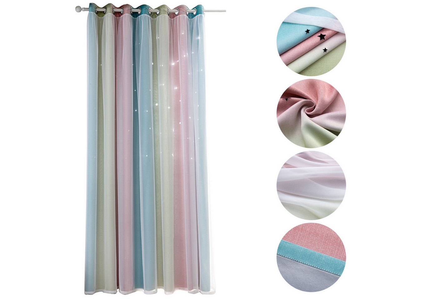 OKWISH Verdunkelungsvorhang 2er Set Curtains Farbverlauf Vorhänge Tüllvorhänge Set, Ösen (2 St), verdunkelnd, Polyester, Schlafzimmer Thermovorhang Ösen Wärmeisolierend gegen Kälte Blickdicht von OKWISH