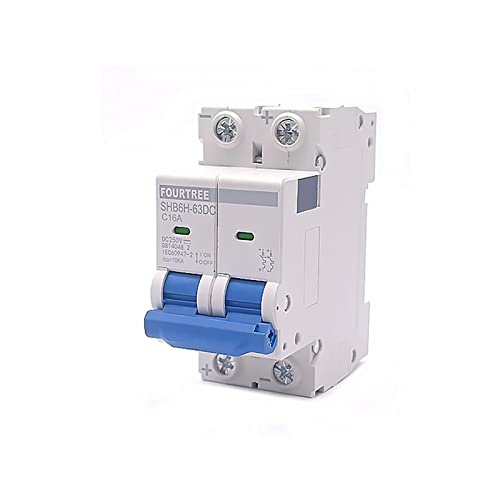 1 Stück 2-poliger DC250V MCB-Leistungsschalter Solarenergie Photovoltaik PV Mini DC Luftschalter Angetriebenes Fahrzeug (Größe: 2P DC, Farbe: 6A)(63a) von OKYIE