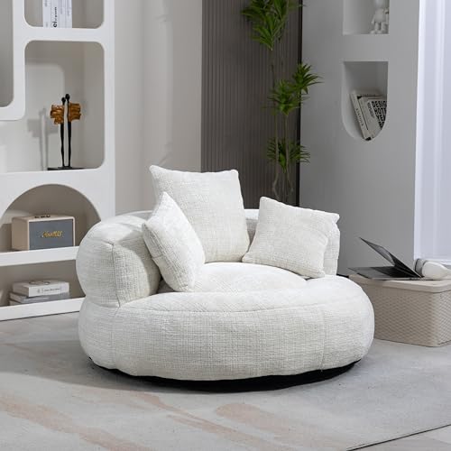 OKYION Sitzsack,Relaxsofa hohen Rücken Sitzsack, Lazy Sofa mit 3 Kissen,Bean Bag Stuhl für Schlafzimmer, Büro,Beige von OKYION