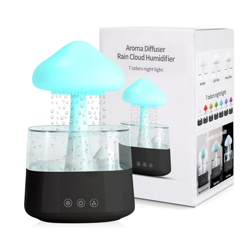 Luftbefeuchter, Raumbefeuchter, Humidifier 450 ml, Luftbefeuchter schlafzimmer, Wolkenluftbefeuchter für Zuhause, Büro, Zimmer, Kinderzimmer (08 Schwarz) von OKYUK