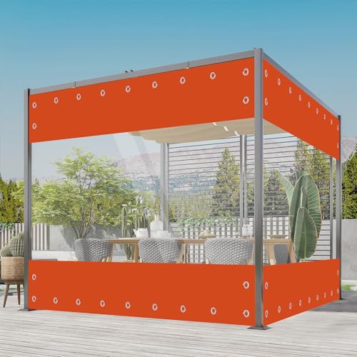 OKYUK Abdeckplane Wasserdicht für den Außenbereich, Transparente PVC Plane mit ösen, 0,55 mm Dick, UV-Beständig, Abdeckplane mit Verstärkten Ecken, Anpassbare Größe (Orange, Höhe 2,4 m * Breite 3 m) von OKYUK