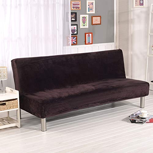 OKYUK Armloser Futonbezug aus Samt, Futon-Sofabettbezüge, Stretch-Futon-Couchbezug, Sofabezug, Möbelschutz mit Weichem Gemütlichem Samtstoff, Braun von OKYUK