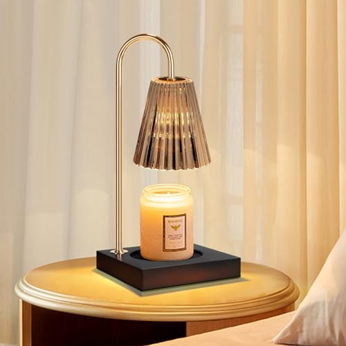 OKYUK Dimmbare Metallkerzenlampe mit 2 Glühbirne Kerzenwärmer Lampe kompatibel mit Glaskerzen, Vintage-Kerzenlampe, dimmbar, für Duftwachs (Anthrazit Timer) von OKYUK