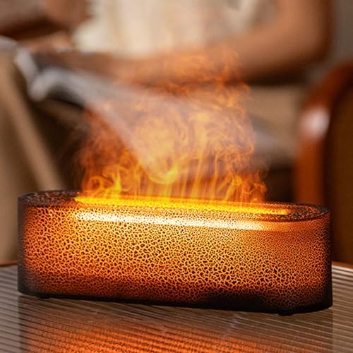 OKYUK Flamme Feuer Diffusor Luftbefeuchter, 7 Farben wechselnde Öldiffusor, ultra-leise Aroma ätherische Öle Aromatherapie Diffusoren für große Räume, Schlafzimmer, Büro (schwarz) von OKYUK