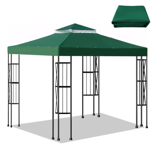OKYUK Pavillon Ersatzdach 3x3 Wasserdicht, mit atmungsaktivem Netz, 10x10ft Doppelte Ersatzdach für Gartenpavillon, für alle Jahreszeiten ideal Pavillon Partyzelt, Sonnenschutz Gartenpavillon (Grün) OKYUK Pavillon Ersatzdach 3x3 Wasserdicht, mit atmungsaktivem Netz, 10x10ft Doppelte Ersatzdach für Gartenpavillon, für alle Jahreszeiten ideal Pavillon Partyzelt, Sonnenschutz Gartenpavillon (Grün) von OKYUK