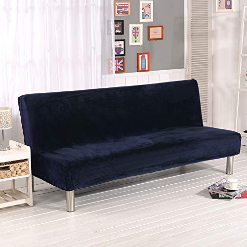 OKYUK Armloser Futonbezug aus Samt, Futon-Sofabettbezüge, Stretch-Futon-Couchbezug, Sofabezug, Möbelschutz mit Weichem Gemütlichem Samtstoff, Navy Blau von OKYUK