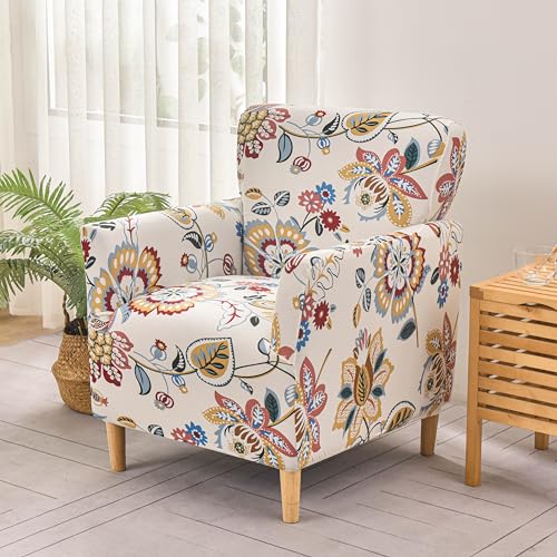 OKYUK Stuhlhussen für Bankett, bedruckt, mit Armlehnen, 1 Stück, Stretch-Stuhlhussen für Wohnzimmer, rutschfest, weich, Sesselschonbezug, kinderfreundlich, haustierfreundlich, Möbelschutz von OKYUK