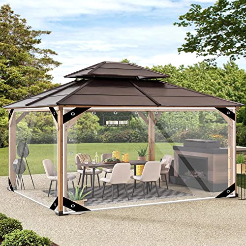 Plane Transparent Mit öSen Plane für außenbereich durchsichtig，OKYUK 0.35mm PVC-Kunststoffplane für Terrasse Vordächer Faltbar，Pavillon, Terrassen, Windschutz, AußEnbereich, 400g / M² (2M*4M) von OKYUK